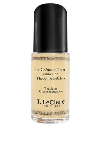 T.LeClerc Satin-Finish Complexion Cream - Creme Foundation 30 ml Nr. 01 - Ivoire Satiné - Make-up mit seidigem Finish, feuchtigkeitsspendend und glättend dank Hyaluronsäure und Pflanzenextrakten, ideal für reifere Haut.