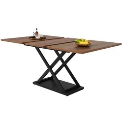 MODFU Ausziehbarer Esstisch 160x80 cm Nussbaum+Schwarz mit Teleskopauszug