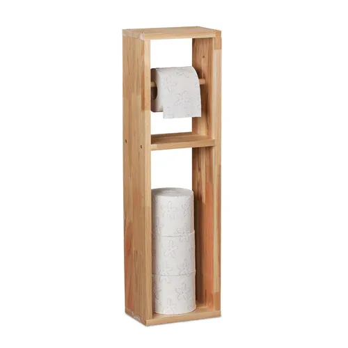 Eleganter Toilettenpapierhalter aus Holz - Toilettenpapierhalter & -lagerung, stilvolles Design aus 90% Holz, bietet Platz für mehrere Rollen und passt perfekt in jedes Badezimmer.