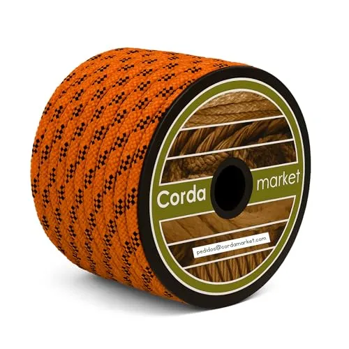 CORDAMARKET Polyester-Seil, hohe Festigkeit, 10 mm x 25 m, Neonorange – hohe Festigkeit und Sichtbarkeit für Bootfahren, Camping und Sicherheit