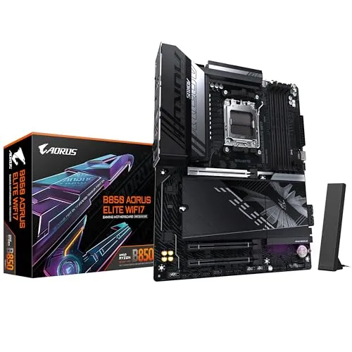 GIGABYTE B850 AORUS Elite WIFI7 Motherboard - Mainboard für AMD Ryzen 9000 CPUs, mit 14+2+2 Phasen VRM, bis zu 8200MHz DDR5, WiFi 7 und PCIe 5.0 für beeindruckende Leistung und Geschwindigkeit.