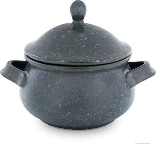 Original Bunzlauer Marmeladentopf/Suppentasse/Mehrzwecktopf 0,75 Liter im Dekor Nr. ZIELON Handarbeit