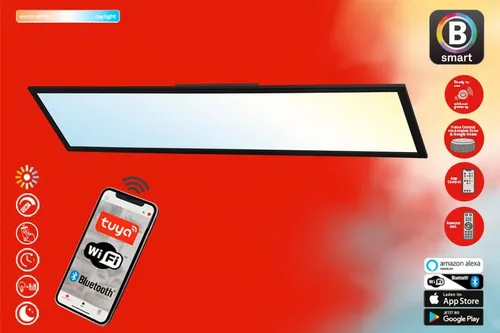 BRILONER LED Deckenlampe Smart Home - Flache Deckenleuchte mit CCT-Steuerung für individuelle Farbtemperatur, steuerbar per App oder Sprachassistent. Ideal für Wohnzimmer und bietet viel Helligkeit.