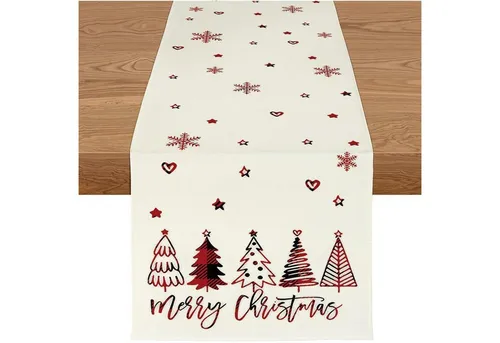 LuxusKollektion Tischläufer Tischläufer Weihnachtsdeko rot Beige 40 x 300 cm 1 Stück