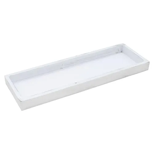 Vintage Holz Kerzentablett weiß - 40 x 13 cm - Holz Dekotablett rechteckig - Tischdeko Servier Kerzen Brett Weihnachten