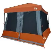 vidaXL Camping-Zelt-Set 2 pcs Grau und Orange - Praktisches Camping-Zelt-Set aus leichtem Taft und robustem Stoff, ideal für Sommerabenteuer im Freien. Mit einfachem Aufbau und klappbarem Design für mühelosen Transport und Lagerung.