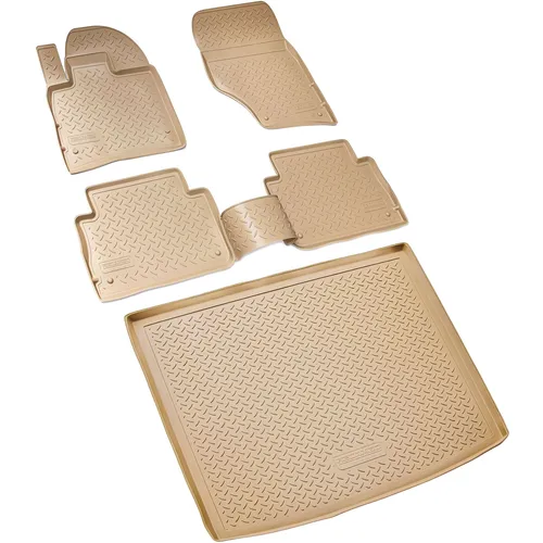 Audi Q7 Fußmatten & Kofferraumwanne Set | BJ 2005-2015 - Hochwertiges Set aus abwaschbaren, passgenauen Gummifußmatten und Kofferraumwanne, idealer Schutz gegen Schmutz und Feuchtigkeit, perfekt für Hundebesitzer.