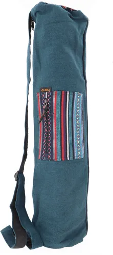 Boho Yogamatten-Tasche, Yogatasche aus Nepal - petrol - 70*24*14*14 cm