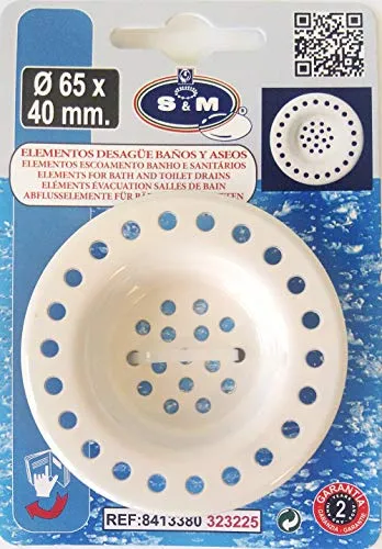 S&M Kunststoff-Abfluss-Abfluss für Küche und/oder Bad weiß Finish Ø65x40mm