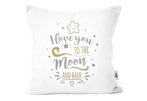 MoonWorks Dekokissen Kissenbezug I love you to the moon and back Liebesgeschenke Liebeserklärung Moonworks®