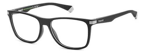 POLAROID Rechteckig ECO CO-POLYESTER Brillen in Matte Black Grey für Herren, Brille mit Sehstärke, optional mit Sonnenbrillen tönung oder Blaulichtfilter (Modell PLD D514)