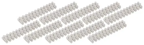 McPower Lüsterklemme, 10er-Pack | 12-fach, 2,5mm², 3A | transparente Schraubklemmen aus Weichplastik | trennbar, 12 Klemmen pro Leiste