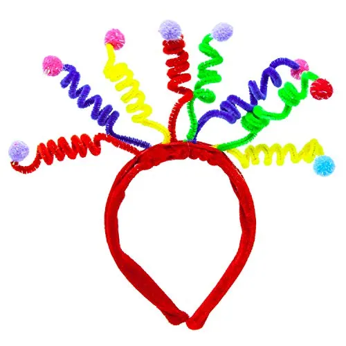 Oblique Unique® Haarreif mit Glitzer Wackel Spiralen Kugeln Bommeln Haarreifen Clown Kostüm Accessoire für Fasching Karneval Bunt mit Glitzereffekt