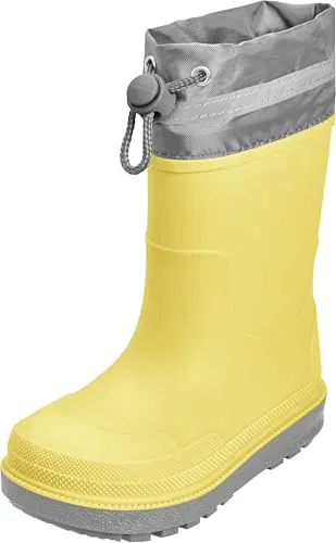 Playshoes Stiefel Regenstiefel gefüttert - Gelb, Größe 21 - Gummistiefel mit Stulpe und Zugband, ideal für nasse Tage, bieten optimalen Halt durch griffige Profilsohle.