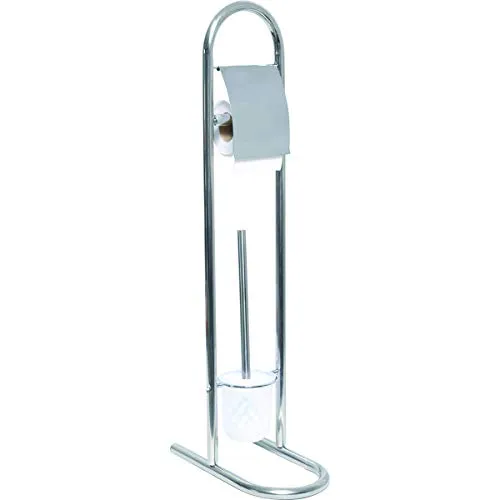 Set aus Toilettenpapierhalter und Klobürste aus verchromtem Metall