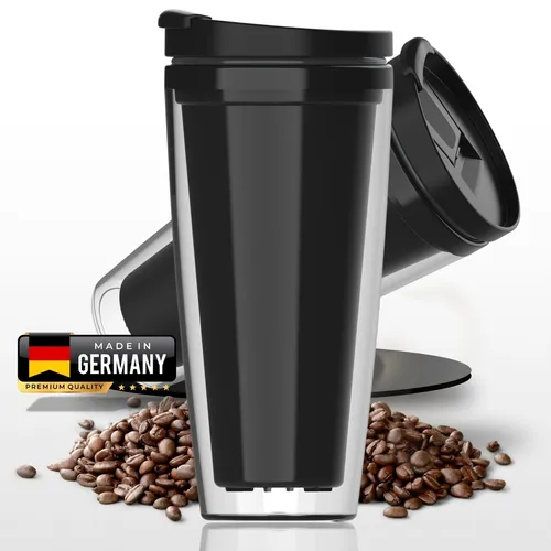 Isolierbecher mit Klappdeckel 350 ml COFFEE TO GO Vakuumbecher in Transparent