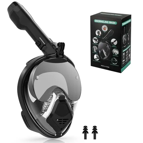 Zikenis Schnorchelmaske, Tauchmaske Vollmaske, Anti-Fog CO2-Sicher Schnorchelausrüstung,für Jugendliche Und Erwachsene, Schnorchelset Alternative(Schwarz) (L-XL)