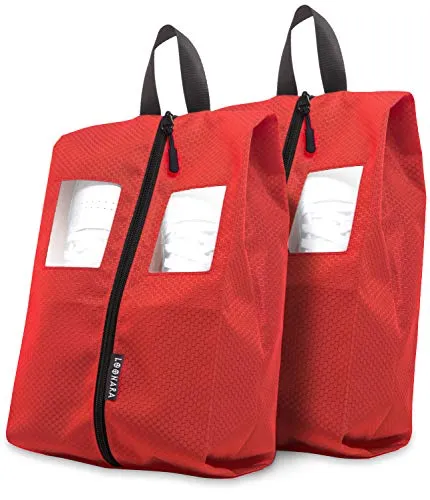 Schuhtasche Reise für Koffer und Rucksack (wasserdicht) inkl. Sichtfenster - mehr Organisation im Gepäck - Schuhbeutel wasserdicht für Schuhe bis Schuhgröße 47 - Schuhsack