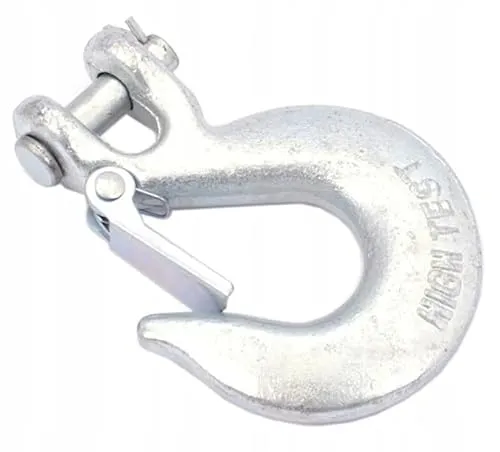 HUW Windenseilhaken Karabiner mit faltbarem Lasthaken Seilwinde Forstseilwinde Offroad Haken Karabiner Karabinerhaken Kletterhaken verzinkt Seilwinde Seilhaken Sicherheitsverschlusshaken (4,1T)