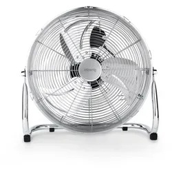 H.Koenig Ventilator JOE30, Ø 40cm - Bodenventilator im eleganten Metalldesign mit 3 Geschwindigkeitsstufen und verstellbarem Neigungswinkel. Ideal für effektive Erfrischung an heißen Sommertagen mit 100W Leistung.