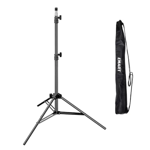 EMART Lichtstativ 2,1M, Tragbarer Studio Light Stand mit 6,35 mm Schraube, Aluminium Lampenstativ für Ringlicht, Blitz, Weichlichtkasten, Porträt, Podcast
