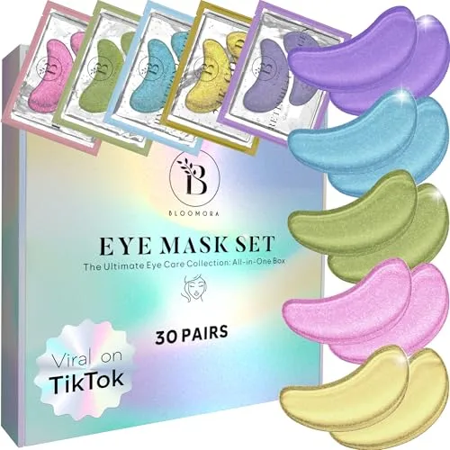 BLOOMORA Gemischte Augenpads (30 Paare) - Eye Pads mit Niacinamid & Augenpads Hyaluron - Augenpadz Gegen Augenringe - Augenringe Entfernen - Eye Patches