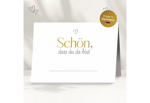 white & ivory Papierdekoration Platzkarte herz gold 