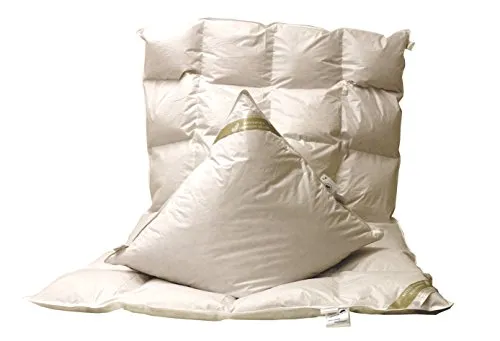 Betten Hofmann 4-Jahreszeitenbett + Kopfkissen Set - Allergiker Bettdecken, kuschelige Daunendecke mit 980g neuen Landdaunen und strapazierfähigem Kopfkissen, ideal für ganzjährigen Komfort und Wärme.