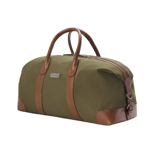 DRAKENSBERG Weekender 'David' (M) - Oliv-Grün - Reisetasche aus hochwertigem Canvas und echtem Büffelleder, erweiterbar bis 80L, ideal für Wochenendtrips und Sport, handgefertigte Qualität für höchste Ansprüche.