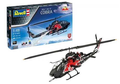 Revell 05640 Flying Bulls AH-1F Cobra Helikopter Bausatz 1:48 - Flugzeuge: Detaillierter Bausatz des aktuellen Standard-Kampfhubschraubers der US-Armee, die AH-1F Cobra, ausgestattet mit modernster Technik und vielseitigen Einsatzmöglichkeiten.