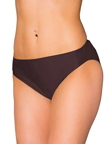 Aquarti Bikinihose Damen mit mittlerem Bund – Klassische Bikinihosen für Damen in Unifarben, Farbe: Braun, Größe: 42
