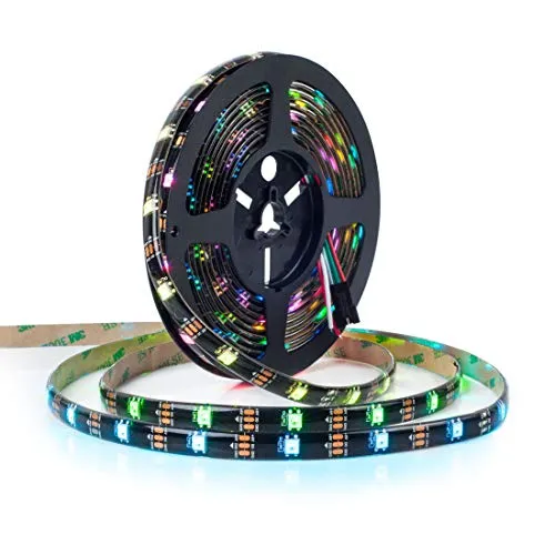 BTF-LIGHTING WS2812E ECO Legierung Drähte RGB Individuelle adressierbare 5050SMD 16.4FT/5M 30Pixel/m 150Pixel DC5V Flexibel Schwarz PCB Voll Farbe LED Strip Traumfarbe IP65 Wasserdicht für DIY Projekt