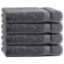 TRENDBUY24 Handtuch Set Handtücher Duschtücher Gästetücher Baumwolle Frottee Premium 4er Set, 100% Baumwolle (4-St), Duschtuch grau 50 cm x 100 cm
