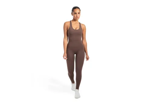 Smilodox Jumpsuit Ilva – Ärmelloser Sportoverall in Braun von Smilodox