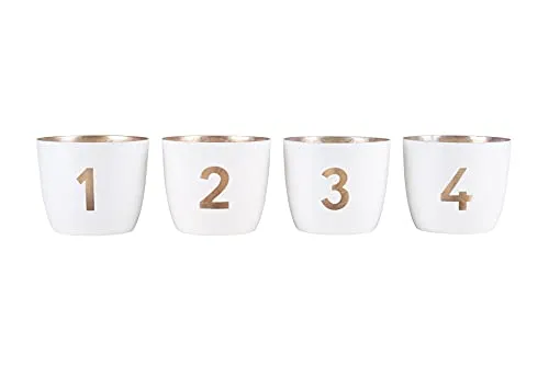 Gift Company Madras Windlicht, Eisen, 10cm, Weiß - Laterne aus der Madras Kollektion, modernes Design mit edlem goldfarbenem Schimmer für stimmungsvolle Beleuchtung. Ideal für gemütliche Abende.