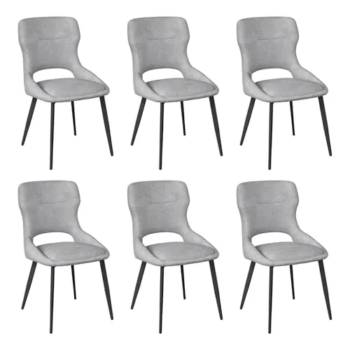 WOLTU 6er Set Esszimmerstühle mit Chenille-Bezug und Rückenlehne