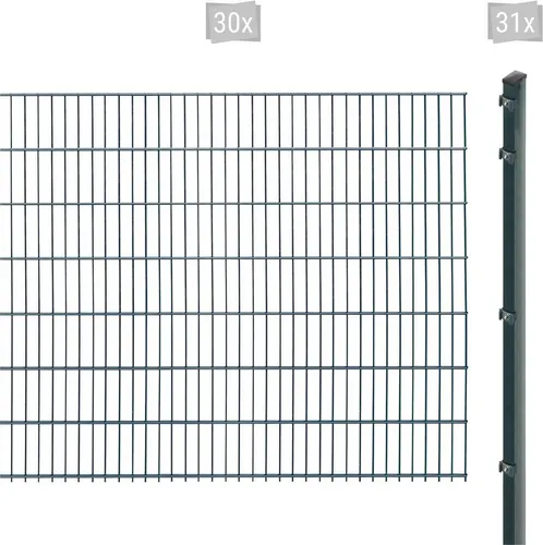 Doppelstabmattenzaun inkl. Pfosten zum Einbetonieren - 60 m in Anthrazit - Nutztierzäune: Robuster Doppelstabmattenzaun mit 143 cm Höhe und 60 m Länge, UV- und witterungsbeständig für maximale Langlebigkeit und optimalen Schutz Ihrer Tiere.