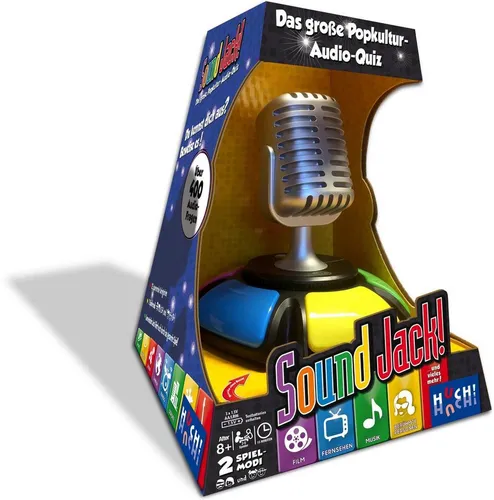 HUCH! Spiel Sound Jack! - Quiz für Musik- und Filmfans - Gesellschaftsspiel für 2-5 Spieler, spannende Quizrunden mit über 400 Audiodateien und 25 Kategorien, ideal für Partys und Familienabende, ab 8 Jahren.