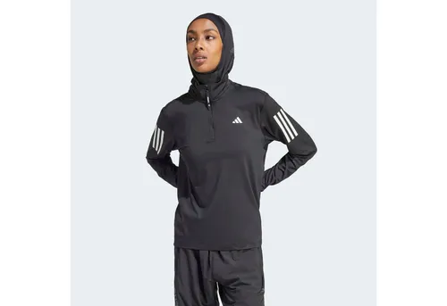 ADIDAS Damen Rollkragen Own the Run Half-Zip - Rollis für Damen, feuchtigkeitsabsorbierendes AEROREADY Material und reflektierende Details für Sicherheit beim Laufen vor Sonnenaufgang.