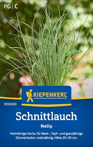 Kiepenkerl Schnittlauchsamen Nelly 1013450 - feinröhrige Sorte für Beet-, Topf- und ganzjährige Zimmerkultur - Kräutersamen, Schnittlauch Samen, Samen Kräuter