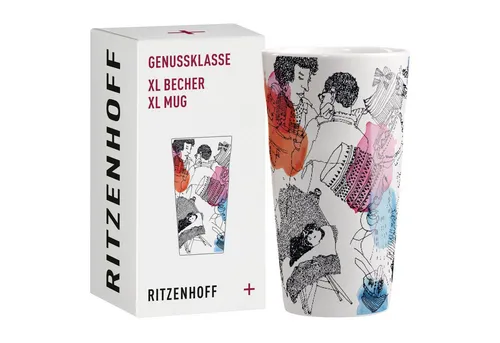 RITZENHOFF 3741002 Kaffee-Tasse XL 500 ml - Serie Genussklasse Nr. 2 - Porzellan-Becher, urbaner Chic - Designerstück