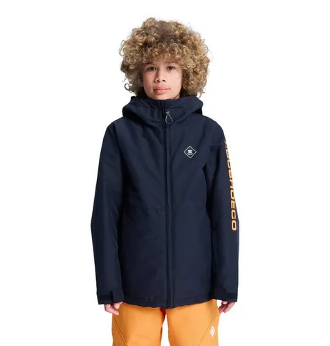 DC Shoes Snowboardjacke Basis 158/164 (14) - Stylische Funktionsjacke für junge Snowboarder - Funktionsjacke aus 100% Polyester, maschinenwaschbar, ideal für kalte Tage auf der Piste, Größe 14 (155-164cm), Farbe: Black/Orange Pop.
