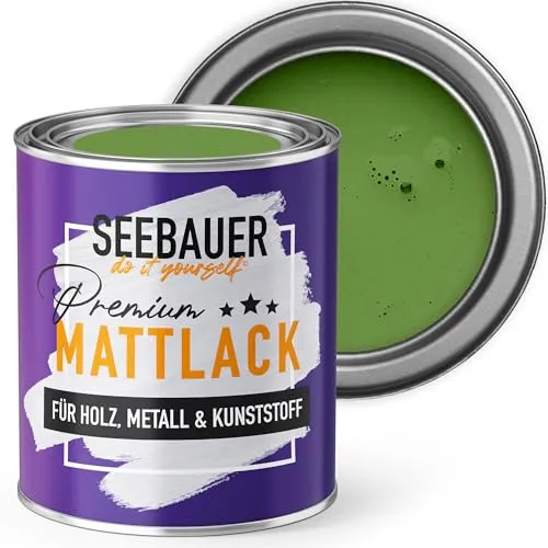 SEEBAUER diy Mattlack Grün 750ml für Innen & Außen (No. 730 Spring Feeling) Möbelfarbe ohne Schleifen - Hybrid-Lack für Holz, Metall, Kunststoff - Holzlack, Möbellack hohe Deckkraft