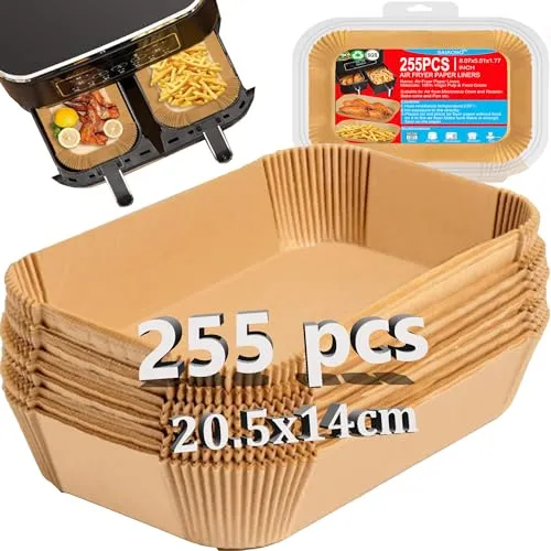 Stück Backpapier für Heißluftfritteuse Ninja, 20,5x14cm Papier für Airfryer, Kompatibel mit Air Fryer AF300EU/AF400EU/SL400EU, Dual Zone Zubehör 255