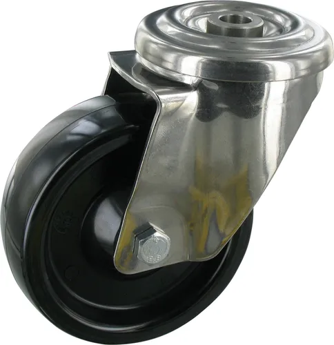 Hitzebeständige Lenkrolle ohne Feststeller Ø100 Kunststoff Rückenloch bis 280°C