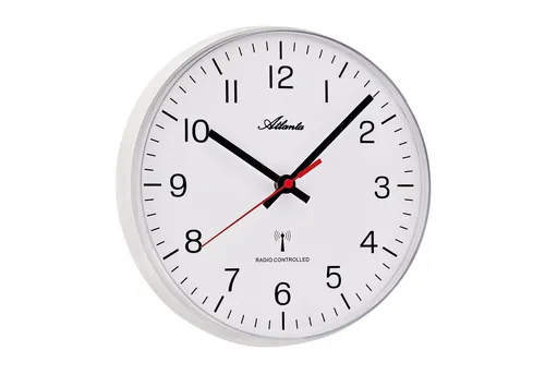 Atlanta Funk-Wanduhr 4532/0 - Moderne Funk-Wanduhr in Weiß - Wanduhren mit gut ablesbarem Ziffernblatt und modernem Design, ideal für jeden Raum.