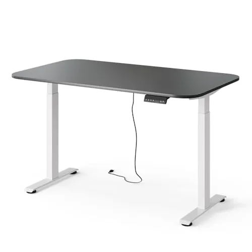 Vicco Höhenverstellbarer Elektrischer Schreibtisch Elevate, Weiß/Anthrazit, 140 x 80 - Flexibler Steh-Sitz-Schreibtisch mit 2 Motoren und 100 kg Tragkraft. Passen Sie die Höhe mühelos an und steigern Sie Ihre Produktivität. Perfekt für ergonomisches Arbeiten.