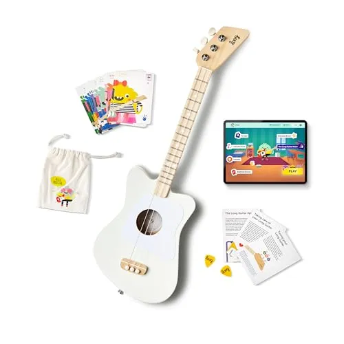 Loog, Mini-Akustikgitarre mit 3 Saiten weiß in weiß von Loog
