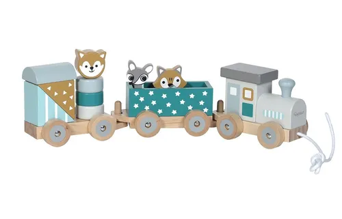 KINDSGUT Spielzeug-Eisenbahn Holzeisenbahn, (12-tlg), Holzspielzeug, ohne Elektronik, motorische Förderung, Petrol