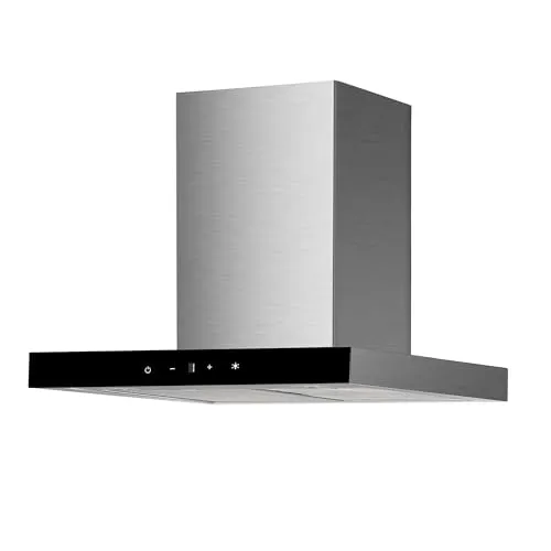 Respekta Dunstabzugshaube Sira 60 cm - Edelstahl mit Glasfront - Dunstabzugshaube mit schräger Bauform für mehr Platz in der Küche, energieeffizient A++, einfache Steuerung per Touch Control und Nachlauftimer für ein optimales Kocherlebnis.